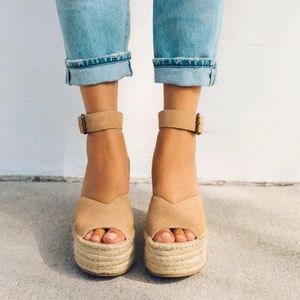 Soludos Size 9 Positano Platform Wedge Sandals in Desert